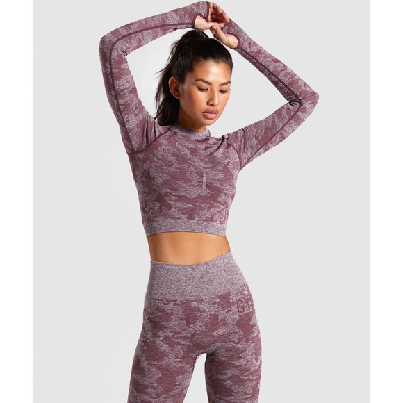 Gymshark Tops - Gymshark Camo Seamless Long Sleeve Crop Top